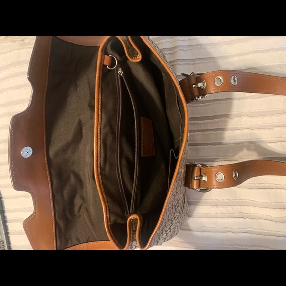 Coach Soho Brown Signature Jacquard Leather Satchel F12312 - Picture 3 of 6